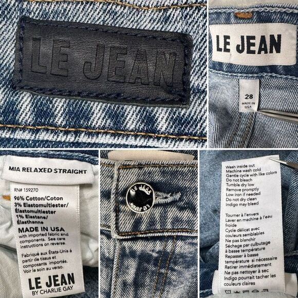 Le Jean by Charlie Gay Mia Relaxed Straight Jeans Distressed High-Rise Denim 28 - Picture 6 of 12